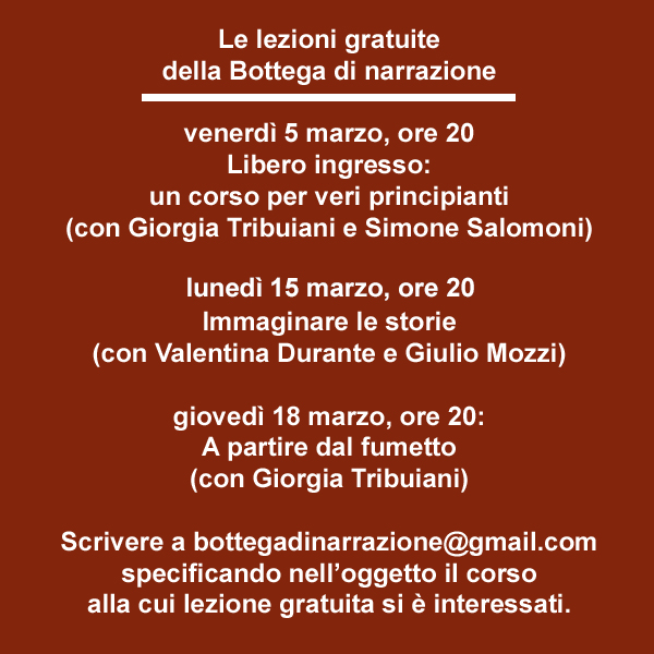 Bottega di narrazione, Scrittura creativa, Corsi di scrittura creativa, Creative writing, Lezioni gratuite di scrittura creativa